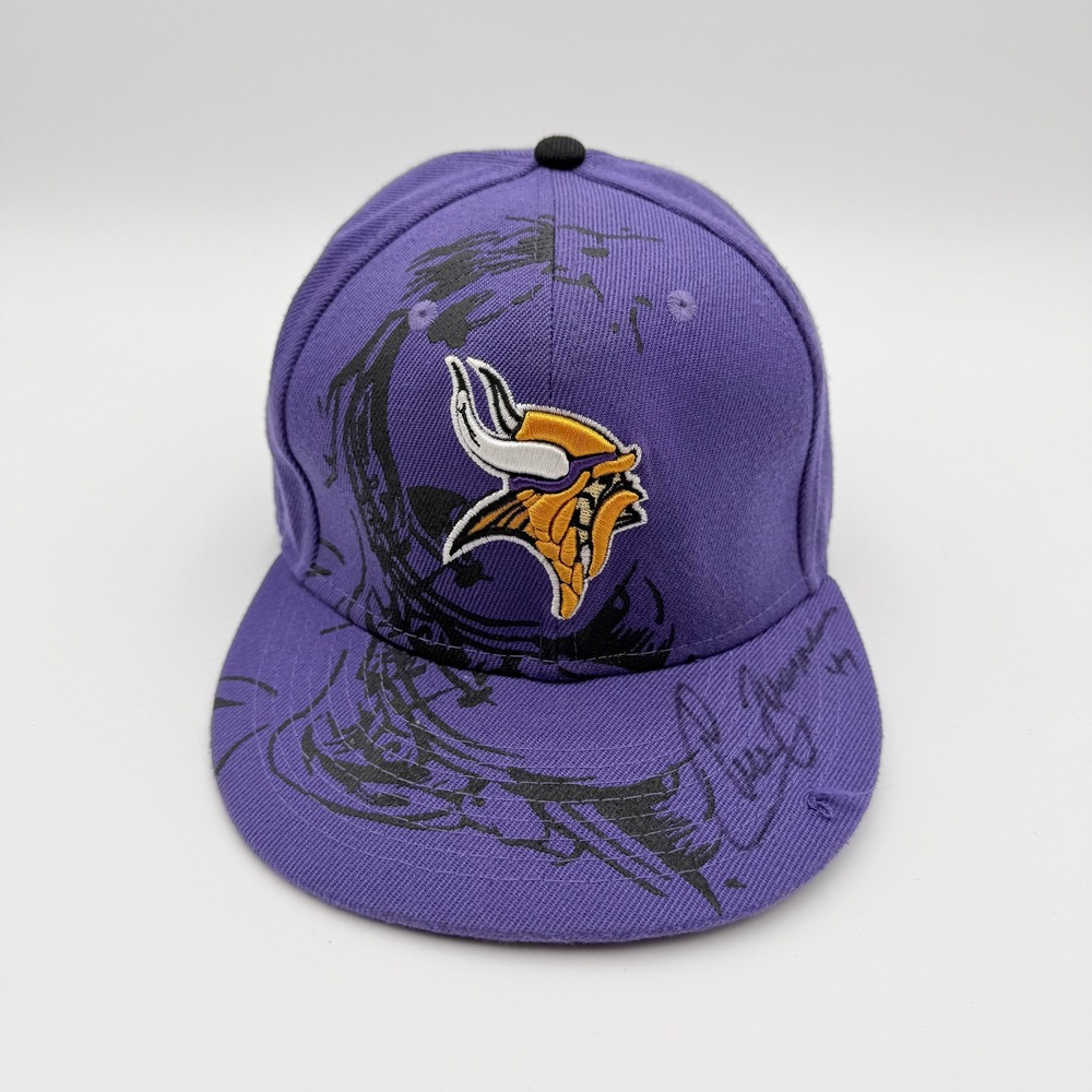Reebok Minnesota Vikings Mens 7 1/8 Purple Fitted Hat NFL Sideline Wool AOP